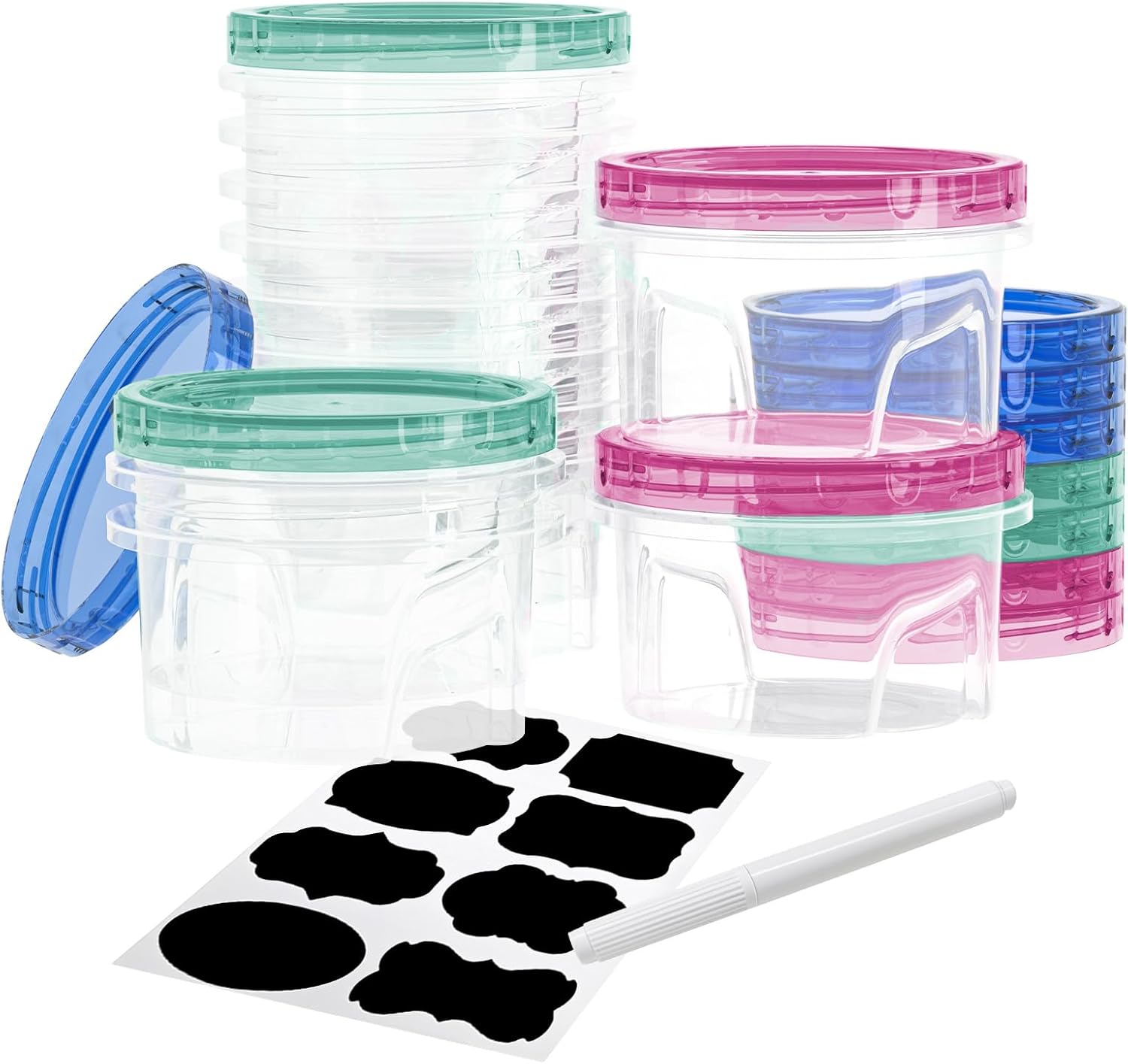[12 Pack-16 oz ] Reusable Freezer Storage Containers with Airtight Twist Top Lid...