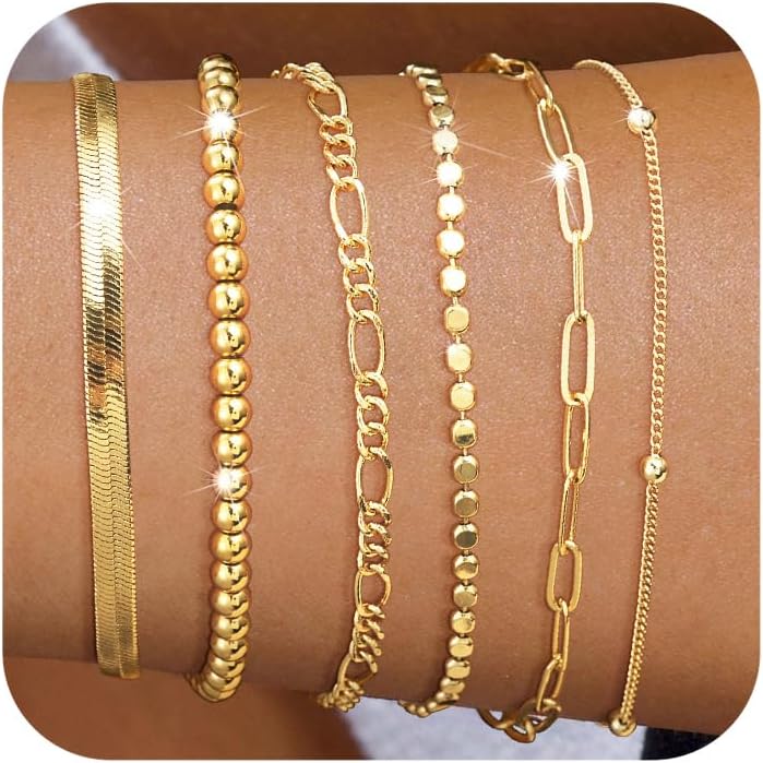 DEARMAY Dainty Silver Chain Bracelets for Women Trendy, Waterproof Sterling Silv...