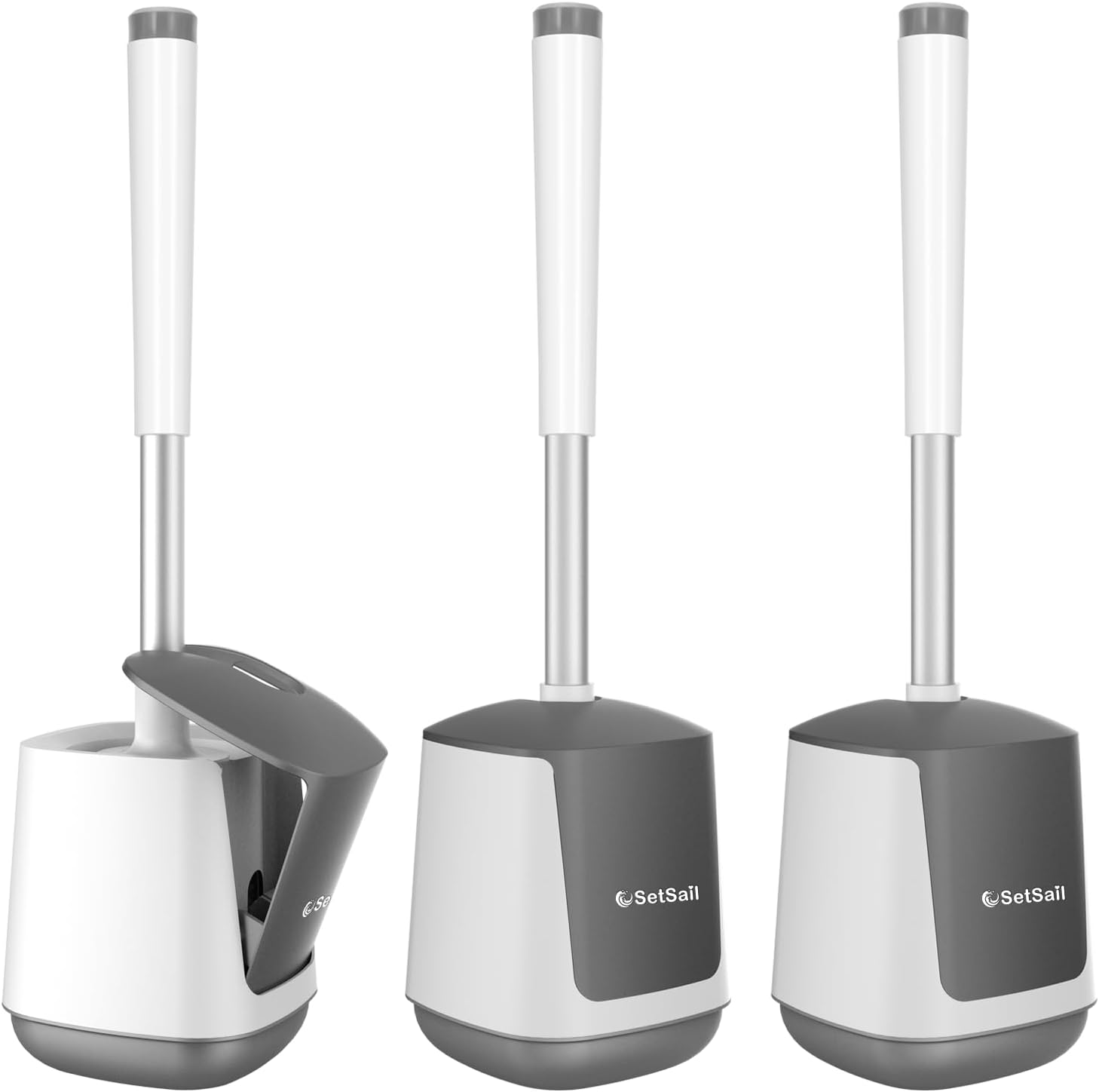 SetSail Toilet Brush 3 Pack Toilet Bowl Brush and Holder Toilet Cleaner Brush wi...