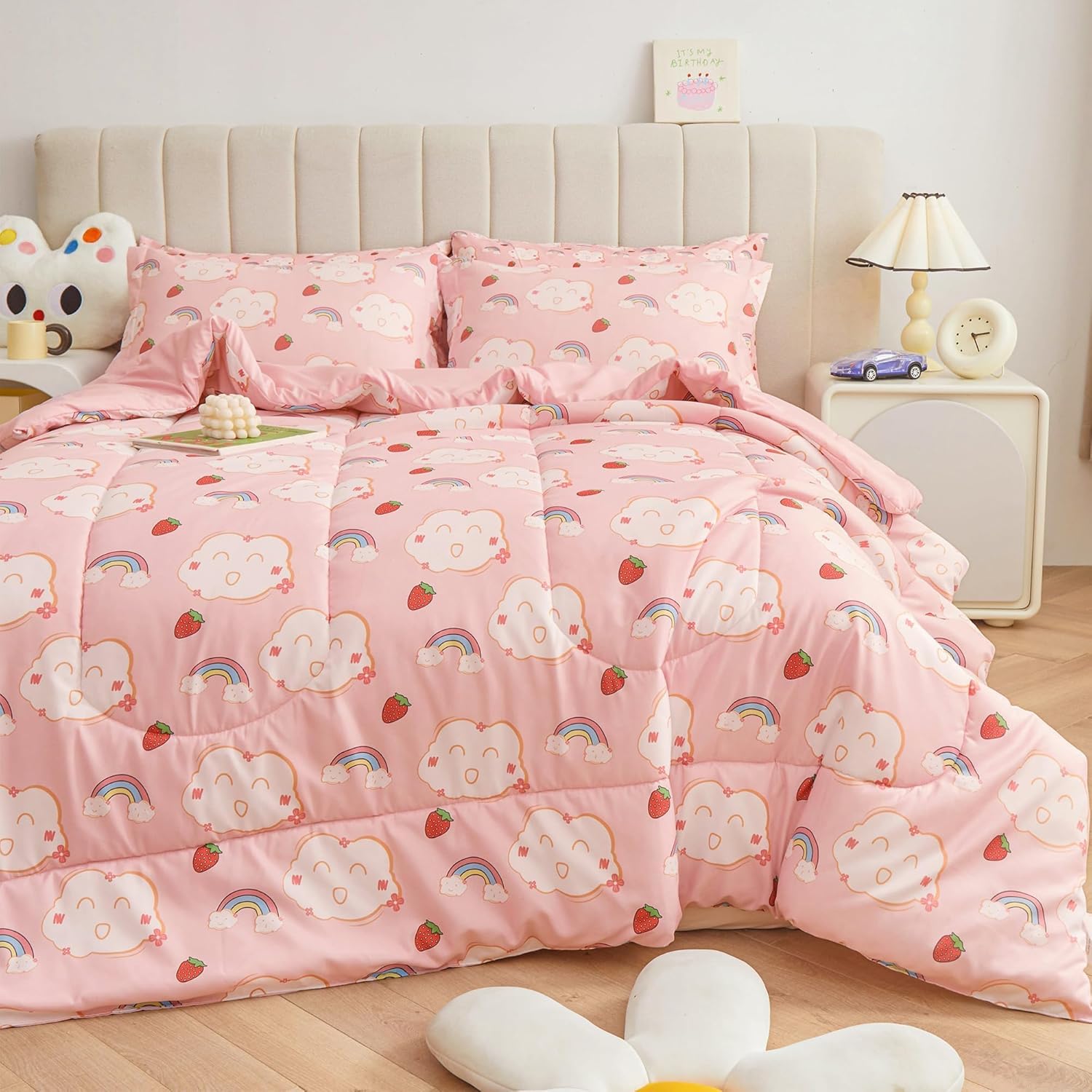 Mooreeke Bed in a Bag for Kids Girls Teens, 5 Pieces Twin Size Comforter Bed Set...