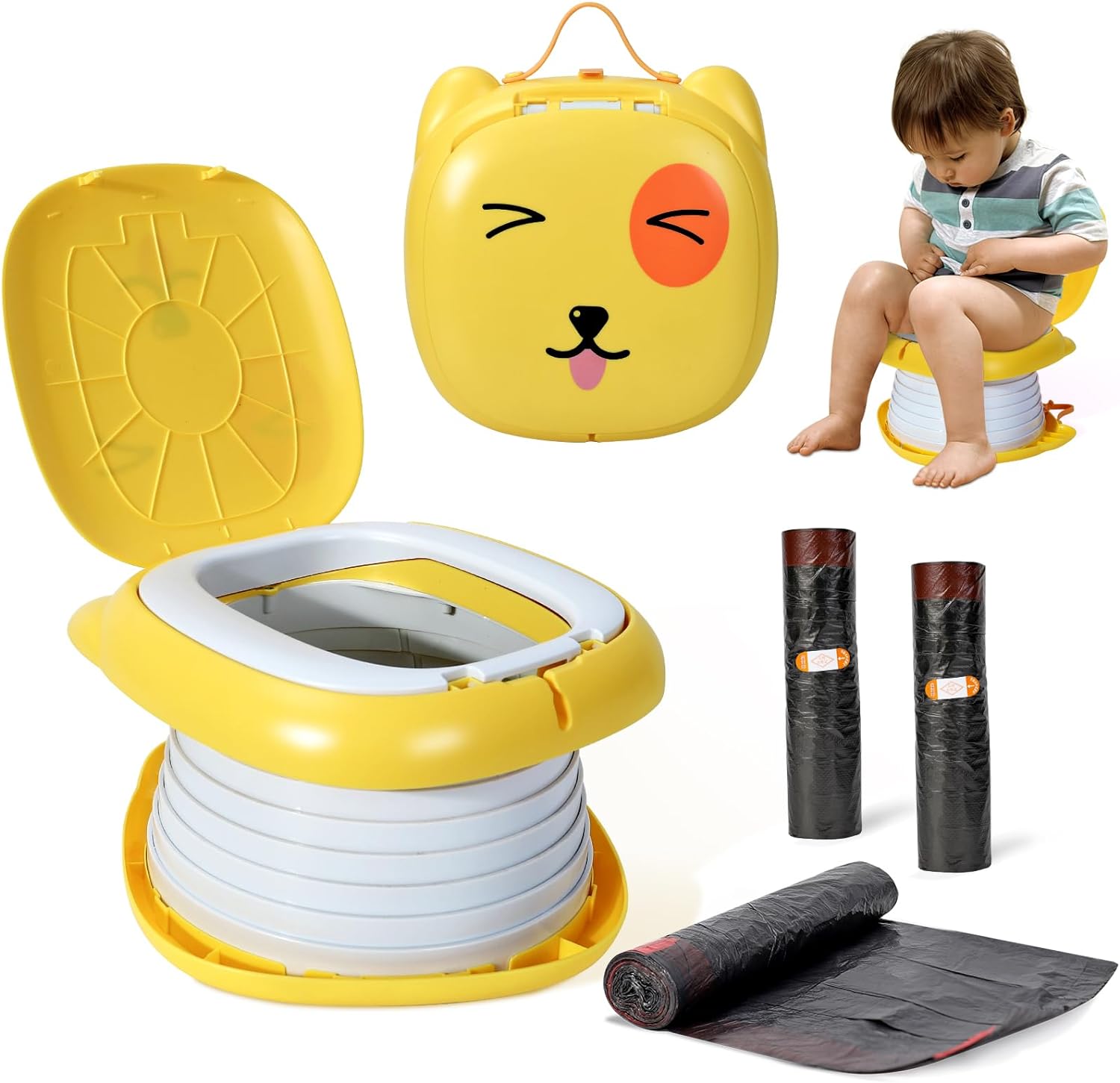 Orzbow Portable Travel Potty for Toddler Boys and Girls with Storage Bag, Foldab...