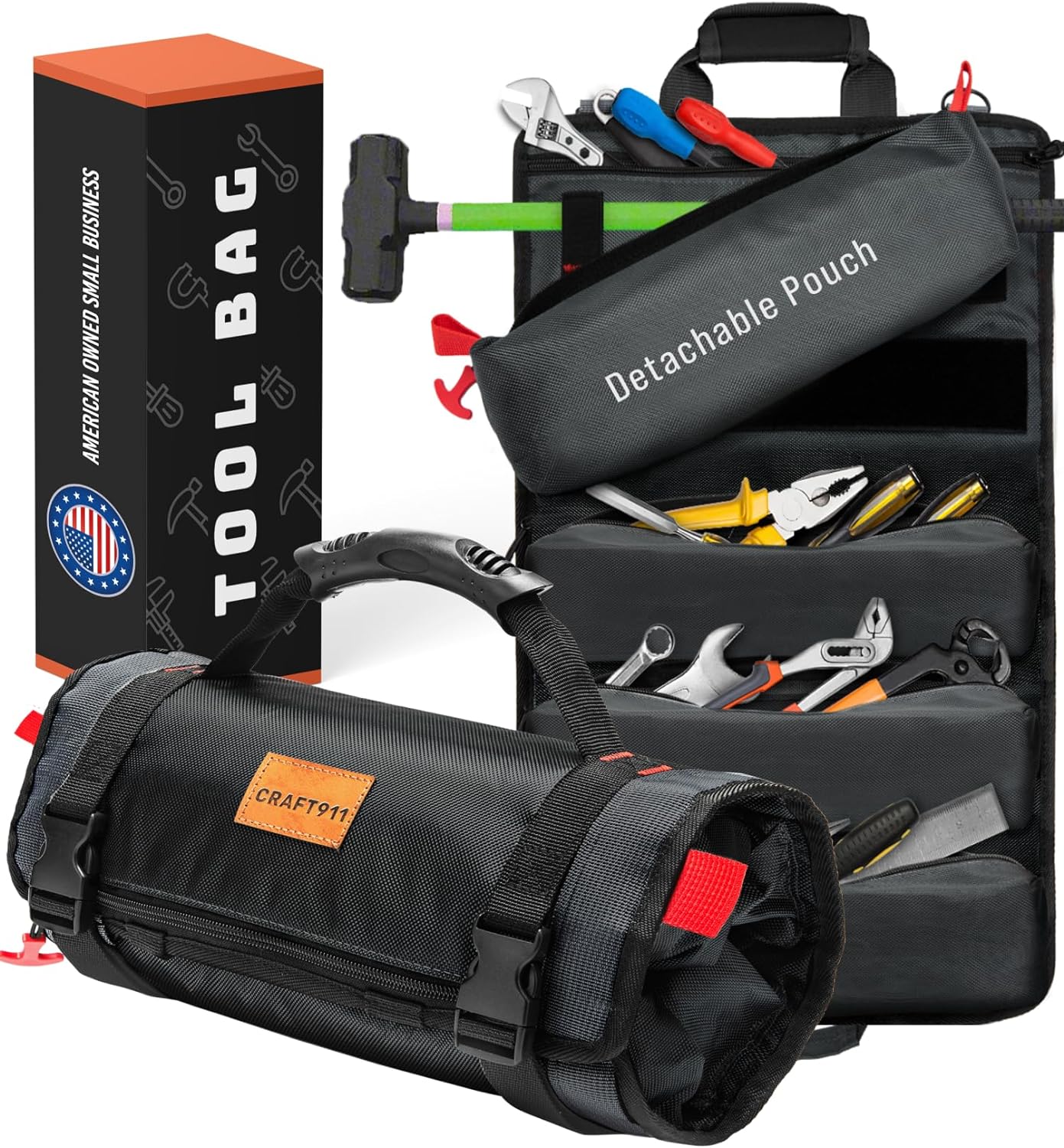 Durable Tool Bag Organizers w/Detachable 6 Tool Pouches - Small Tool Bag | Compa...