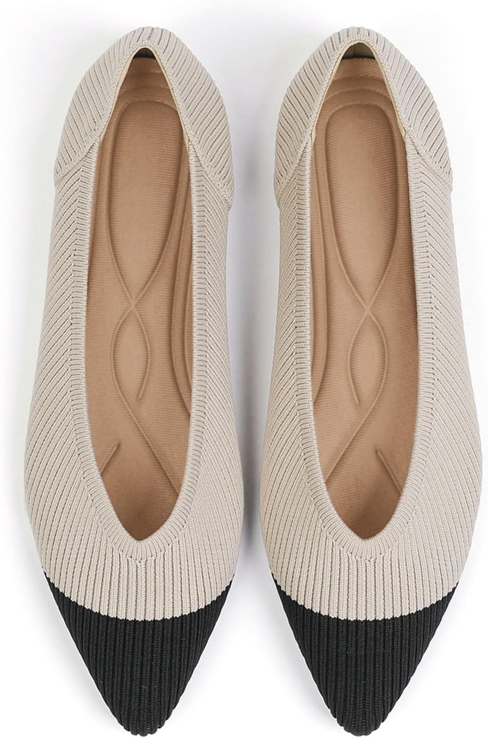 Women's Flats Shoes Pointed Toe Knit Ballet Comfortable Dressy Slip On Flat 6 Bl...