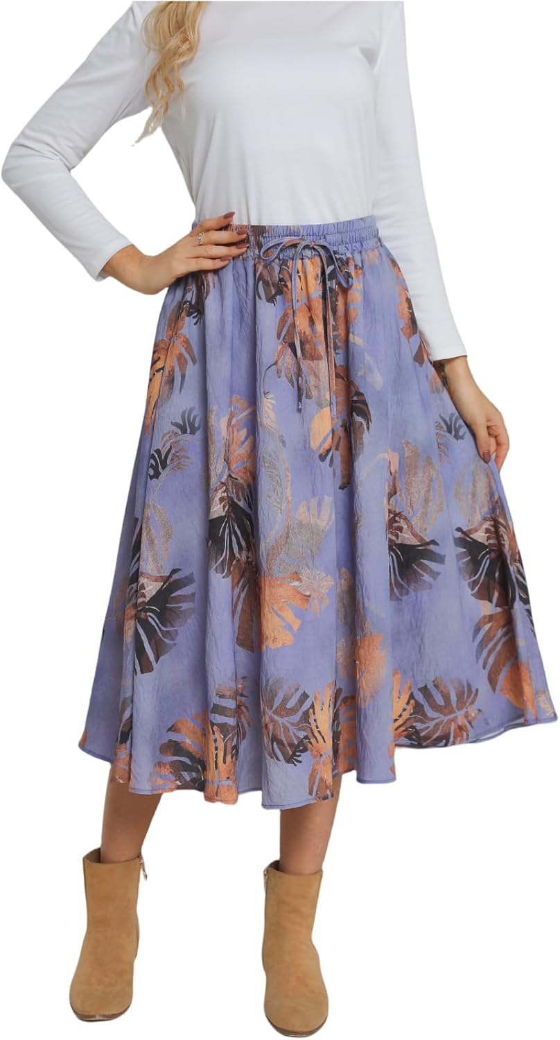 Maxi Skirts for Women with Pockets Long Midi Length Casual Skirt for Beach Party...