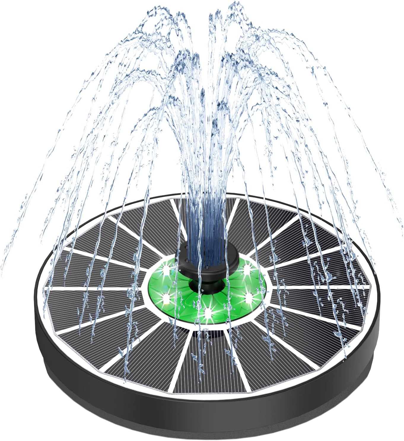 Solar Fountain White Lights Glass, 3.5W Solar Water Fountain with 2200 mAh Batte...