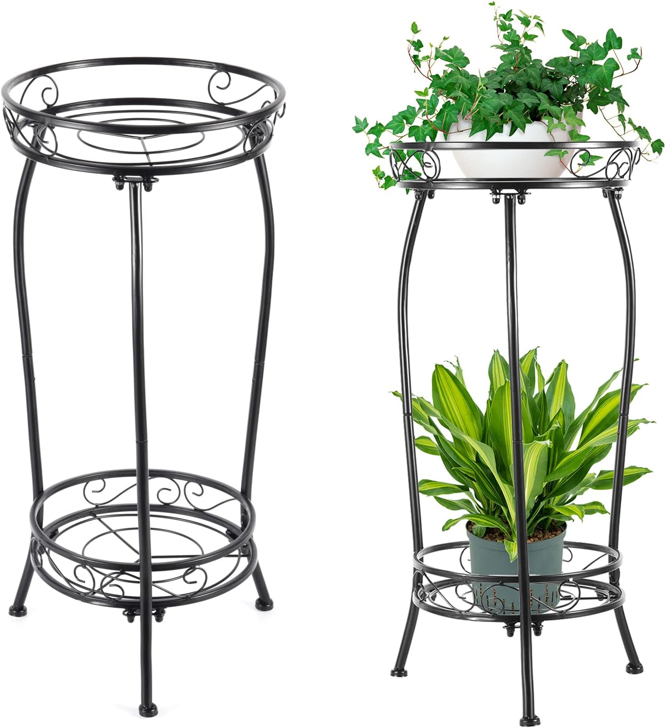 2-Pack Plant Stand Indoor Outdoor,Tall Black Metal Rustproof Stable Plant Stands...