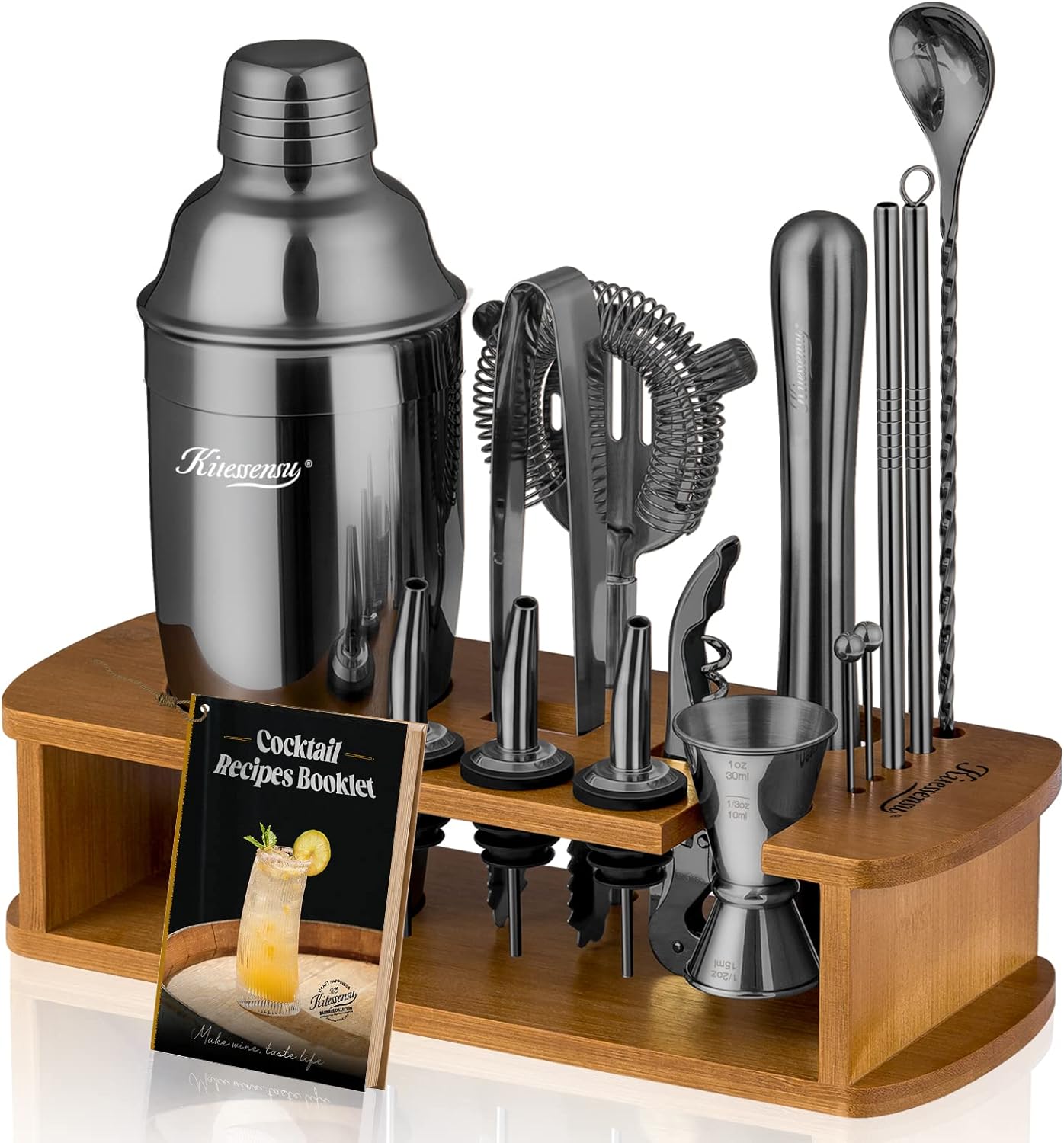 KITESSENSU Cocktail Shaker Set Bartender Kit with Stand | Bar Set Drink Mixer Se...