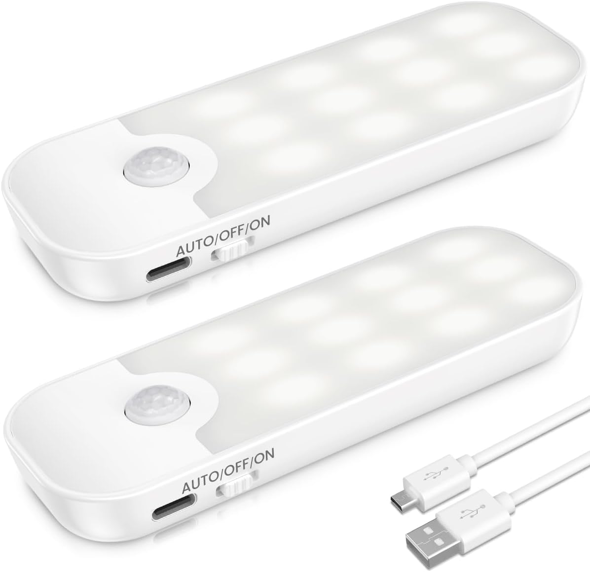 ANOPU Motion Sensor Lights Indoor, 2 Pack USB Rechargeable Stick on Lights with...