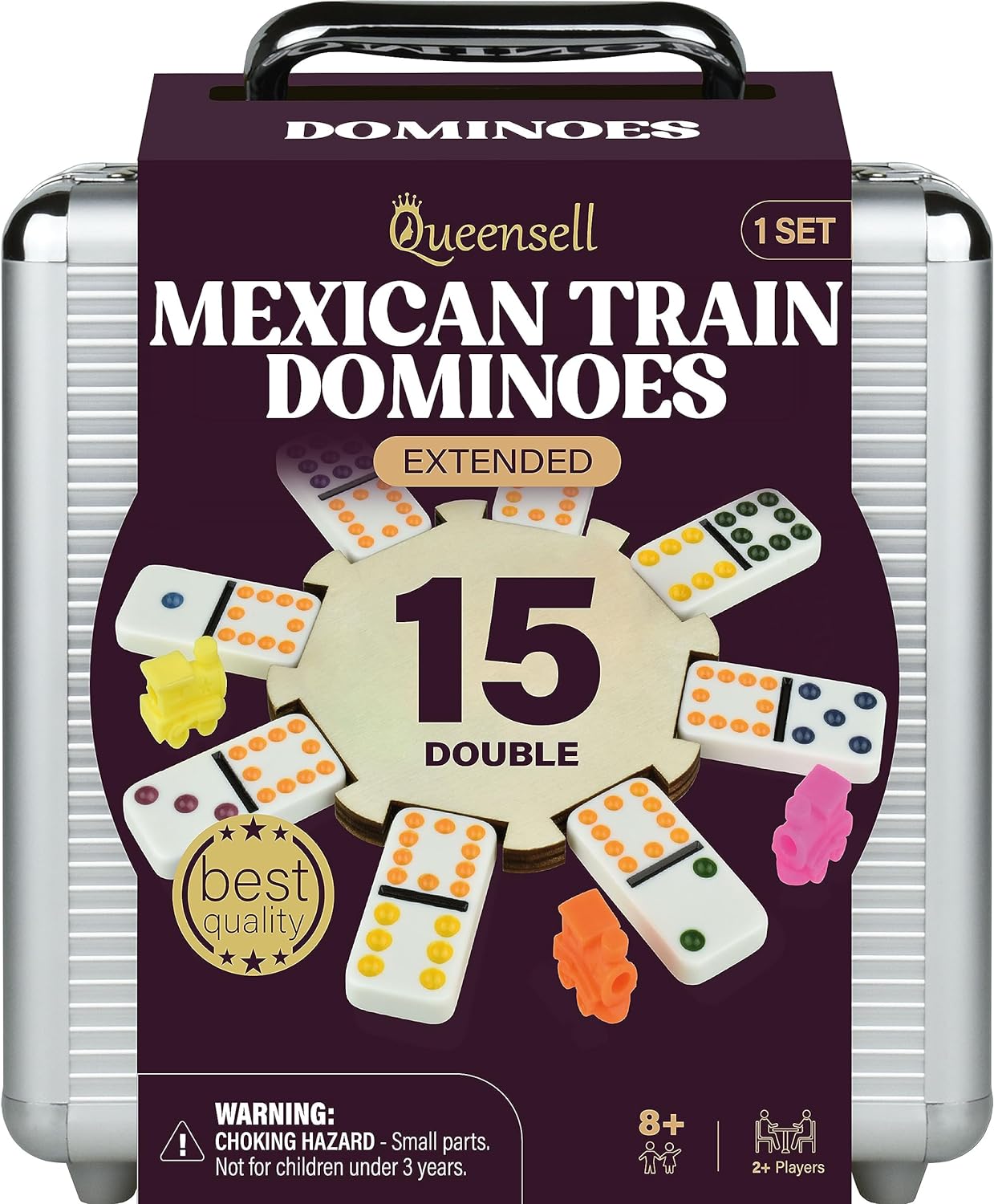 Mexican Train Dominoes Set Double 15, Dominoes Set for Adults and Family, Mexica...