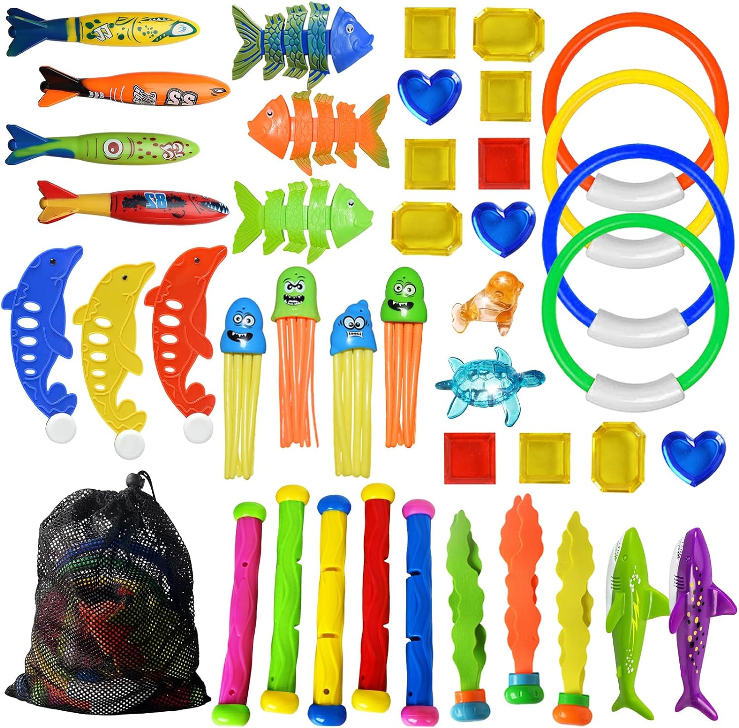 Jasonwell Pool Diving Toys Games - 42PCS Swimming Pool Toys with Dive Sticks and...
