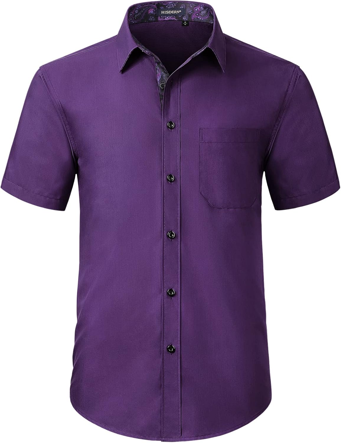 HISDERN Mens Dress Shirts Short Sleeve Regular Fit Casual Button Down Shirt Inne...