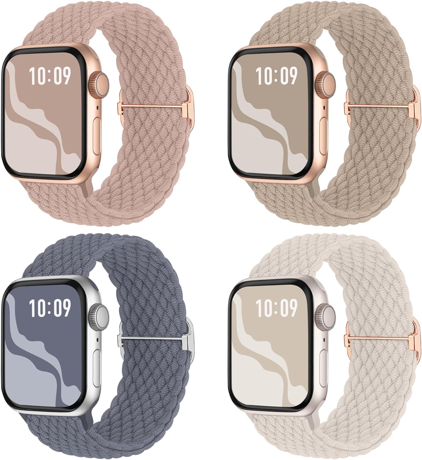 Braided Stretchy Solo Loop Compatible for Apple Watch Band 38mm 40mm 41mm 42mm 4...