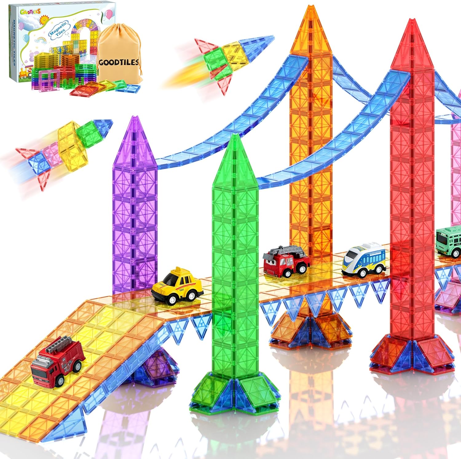 Magnetic Tiles Kids Toys for 3+ Year Old Boy and Girl Birthday Gifts, Magnet Bui...