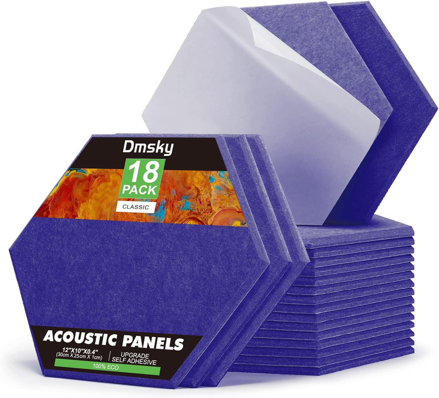 18 Pack Hexagon Acoustic Panels, 12" X 10" X 0.4"...