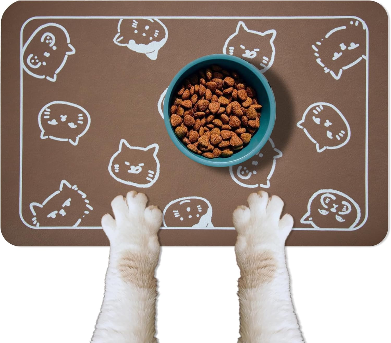 YCT Pet Cat Dog Food Mat, Non-Slip Super Absorbent, 18.1 x 11.8 inches, Brown 18...