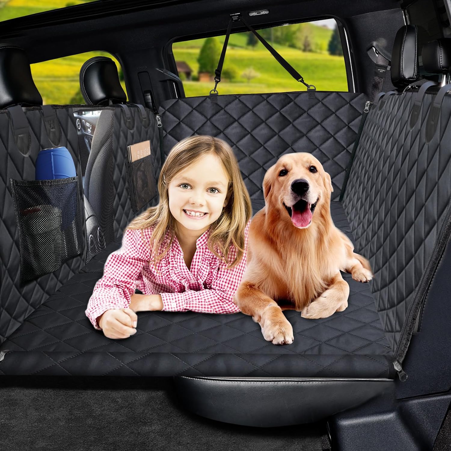 URPOWER XL Dog Back Seat Extender for Crew Cab Truck, Hard Bottom Dog Car Seat C...