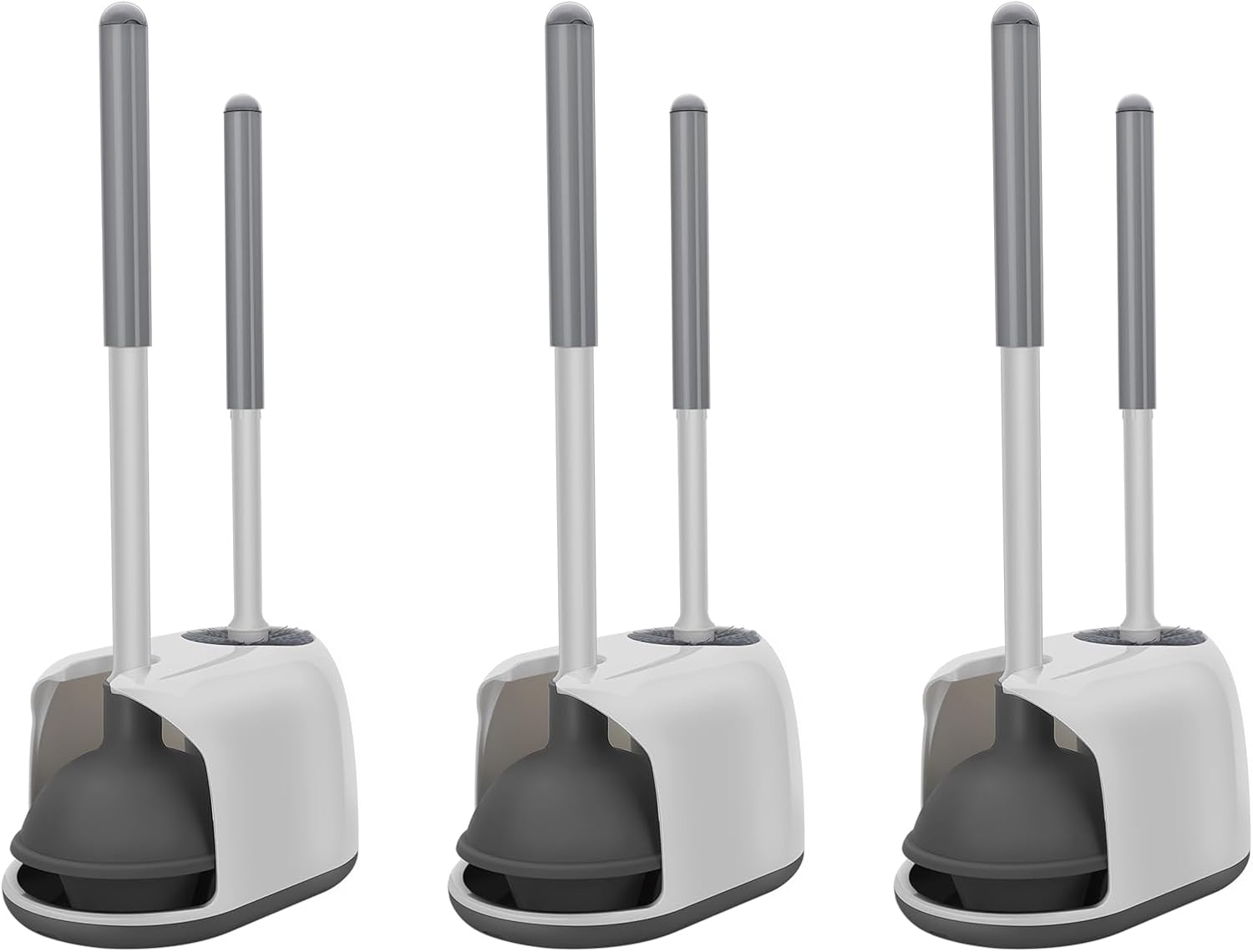 SetSail Toilet Brush and Plunger Set, 3 Pack Toilet Plungers for Bathroom Heavy...