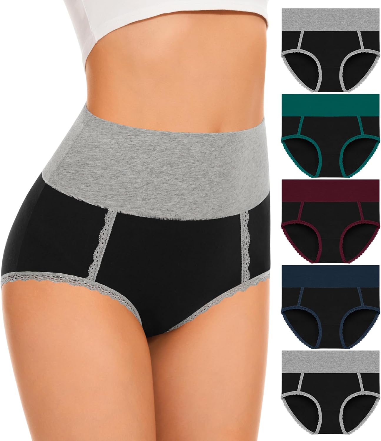 Women Underwear Cotton High Waisted Soft Briefs Full Coverage Comfort Panties Mu...