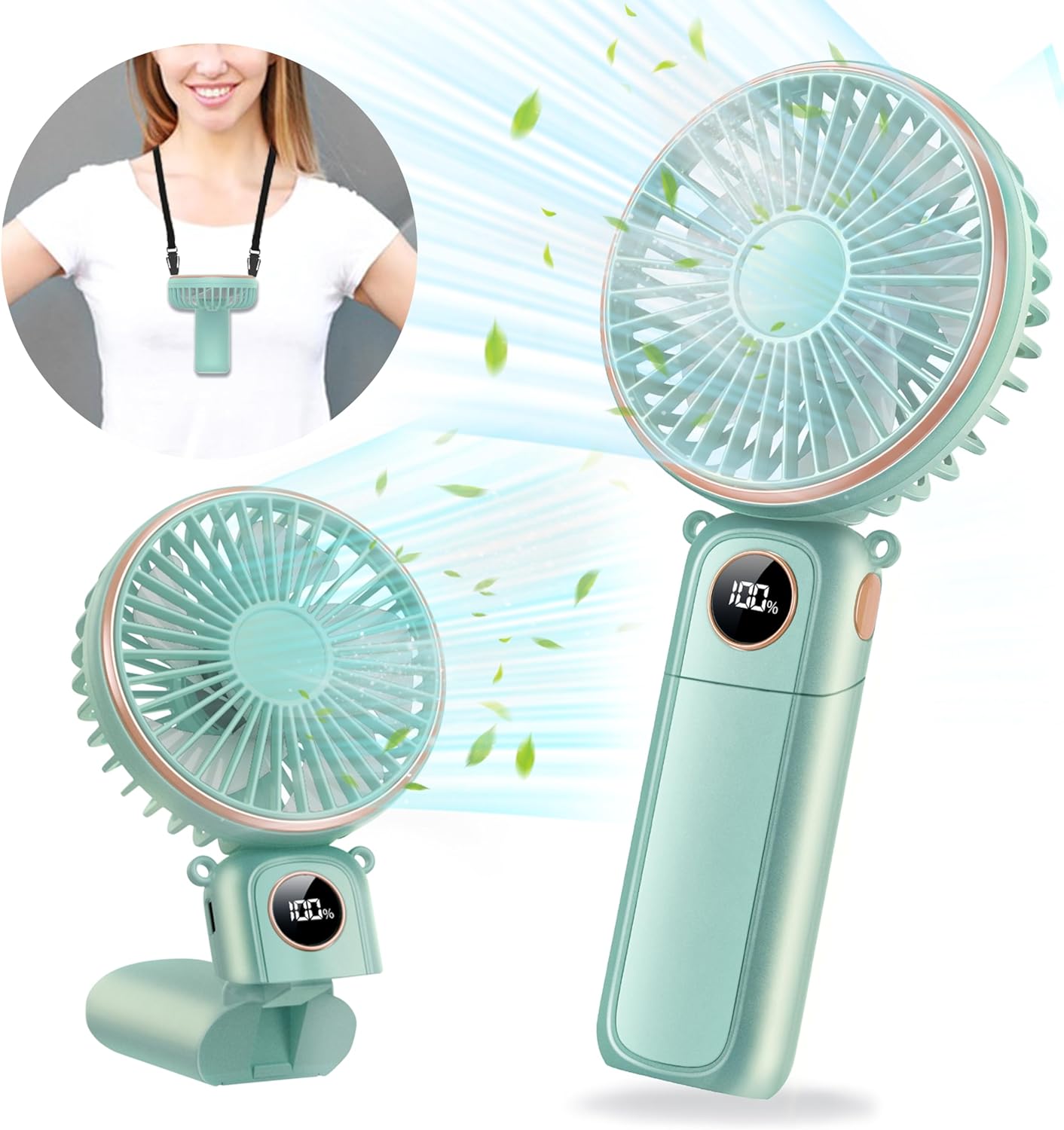 Portable Handheld Fan, 5200mAh Portable Fan Rechargeable, 180° Foldable Small Mi...