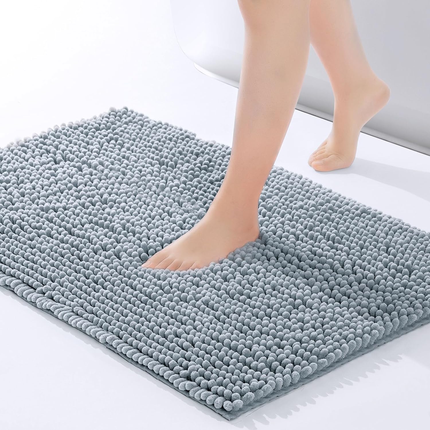 FRESHMINT Large Chenille Bathroom Rugs Mat 36"x24", Non-Slip Bath Mat for Bathro...