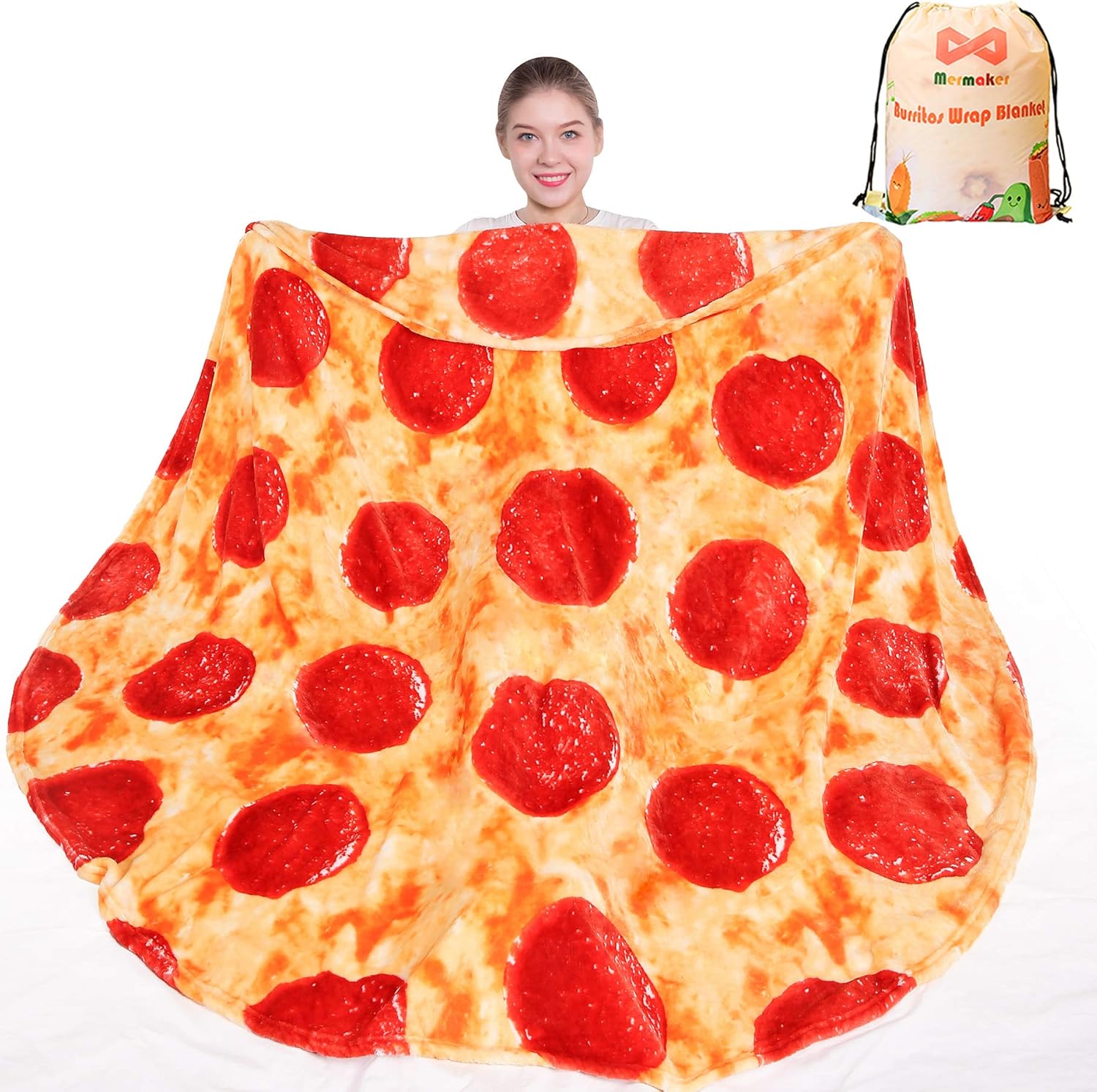mermaker Pepperoni Pizzas Blanket 2.0 Double Sided 71 inch for Adult and Kids, P...