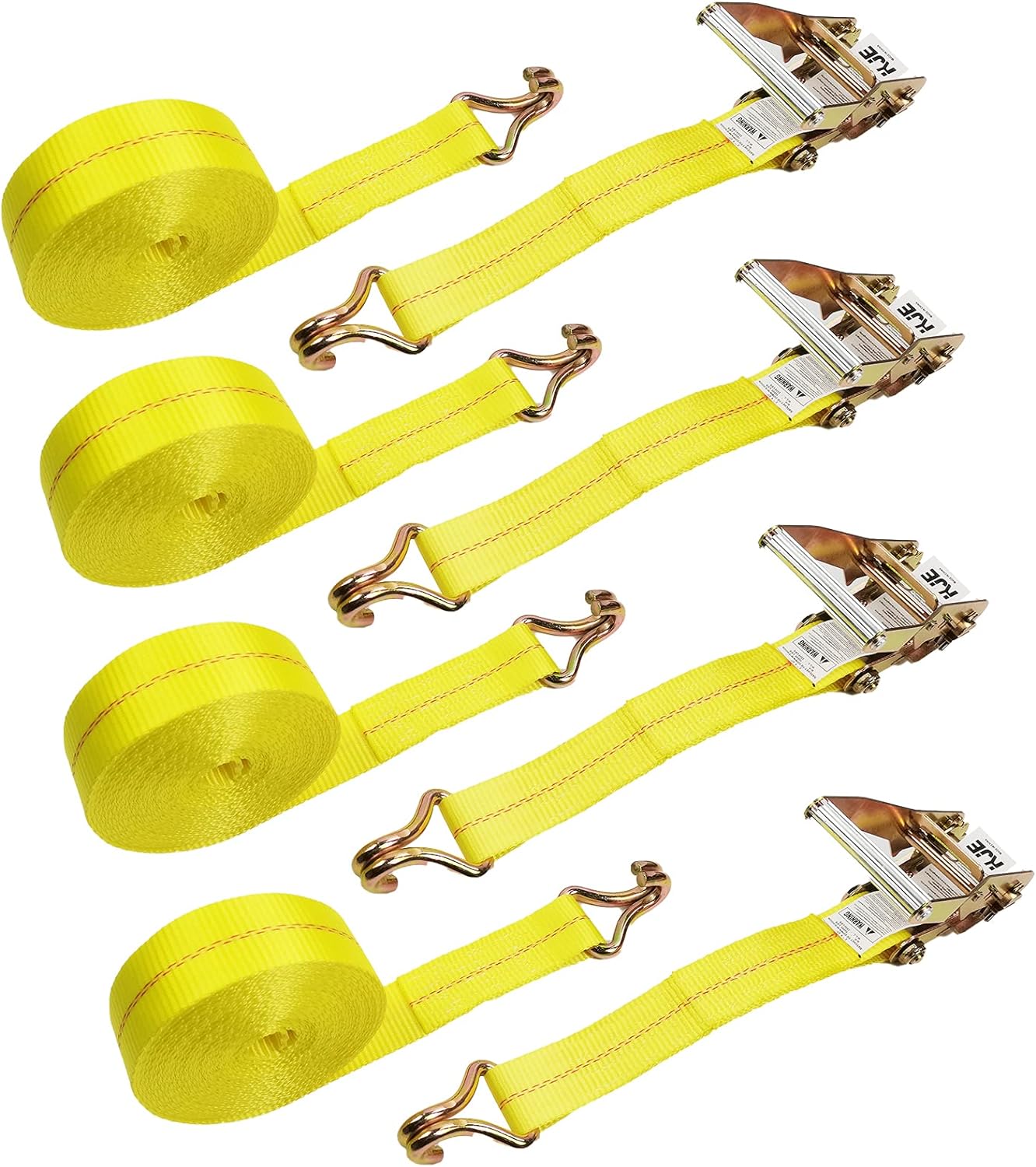4 Pack 2" x27' Ratchet Strap Tie Down 10000lbs J Hook,Heavy Duty Tie-Down Ratche...