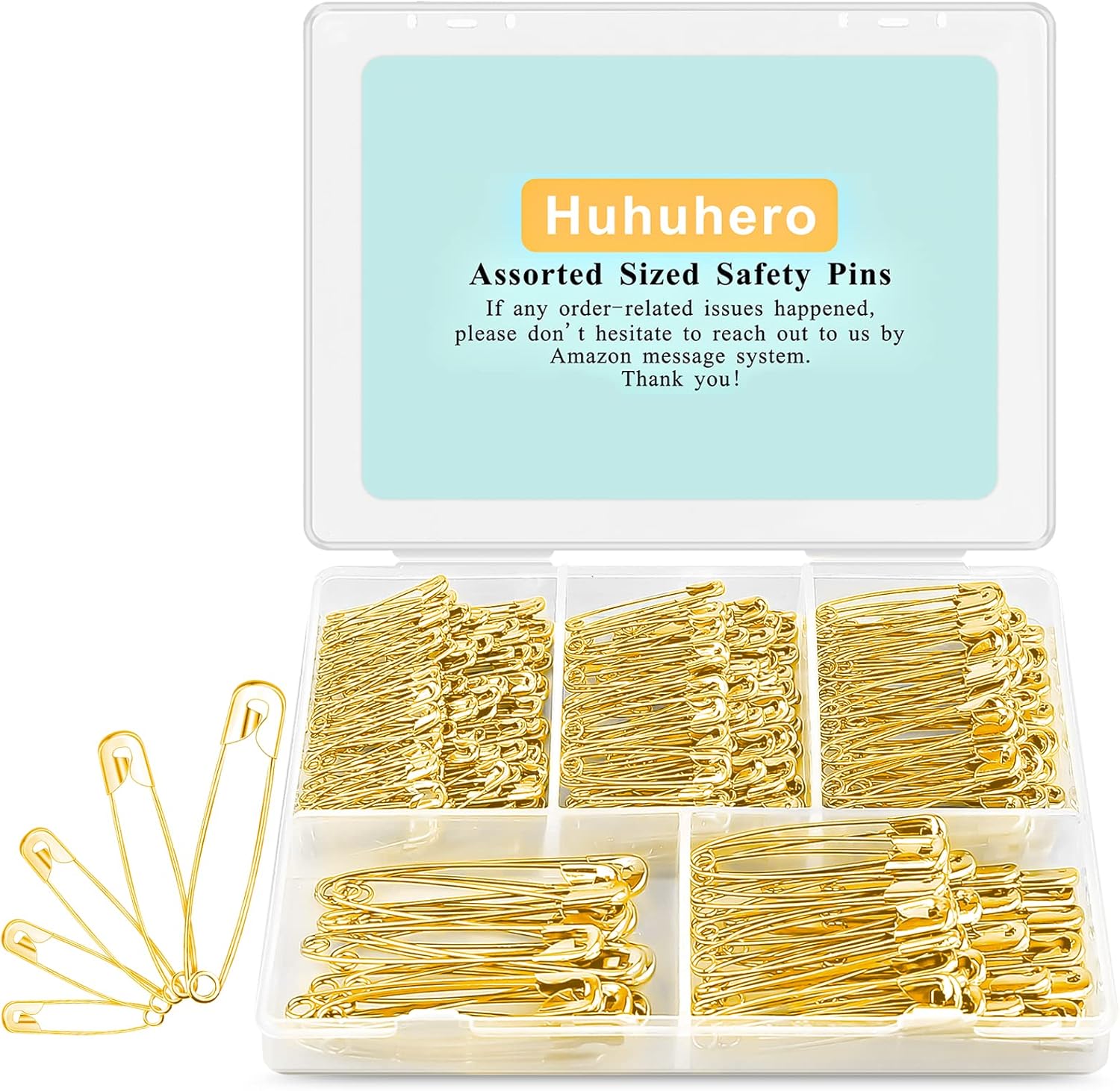 Safety Pins Assorted, 340-Pack 5 Different Sizes L...