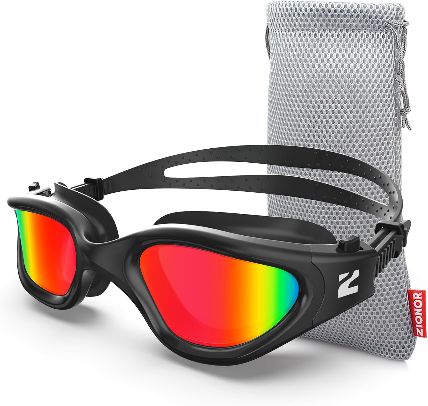 ZIONOR Swim Goggles, G1 SE Swimming Goggles Anti-fog for Adult Men Women B4-red...