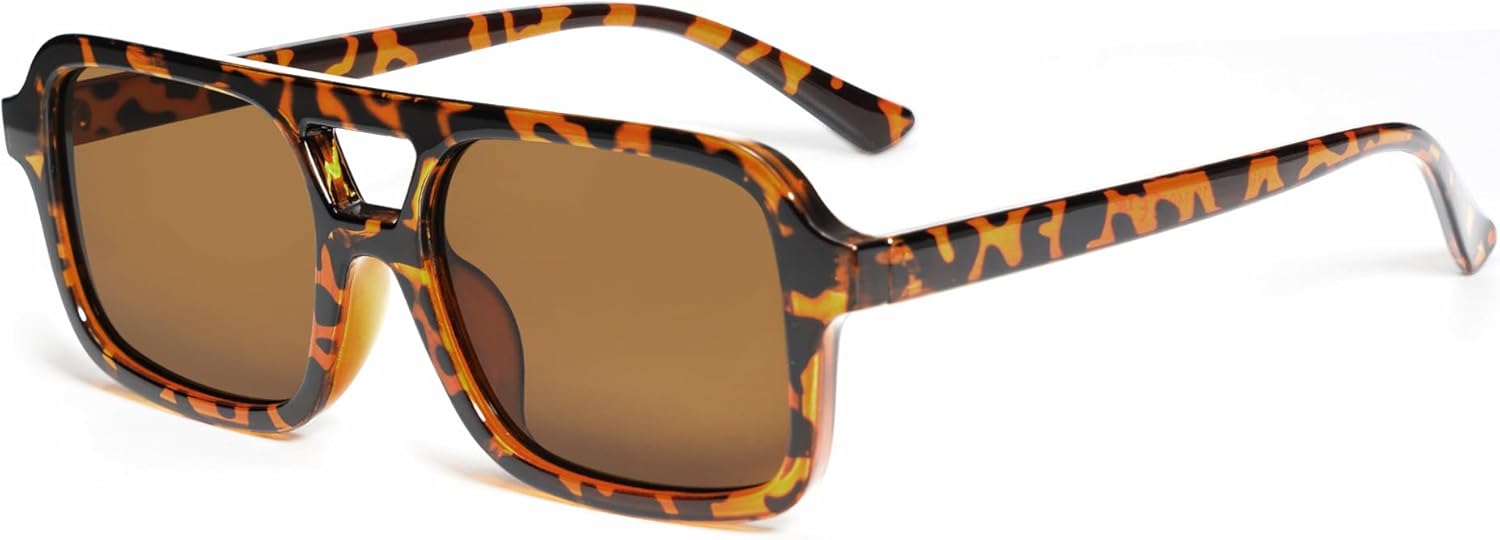VANLINKER Retro 70s Square Aviator Sunglasses for Women Men Vintage Trendy Recta...