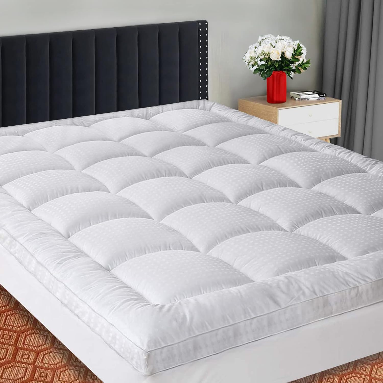 SOPAT Extra Thick Mattress Topper Twin 400TC Cotton Pillow Top Breathable Mattre...