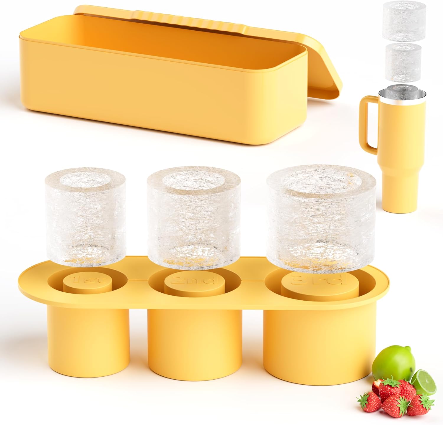 DDMY Stanley Cup Ice Mold, Ice Cube Tray for 20-30-40 Oz Tumbler 3 Sizes Silicon...