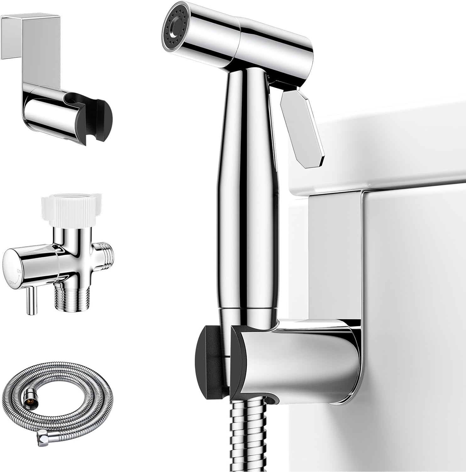 Arofa Chrome Handheld Bidet Sprayer for Toilet - Stainless Steel Cloth Diaper Je...