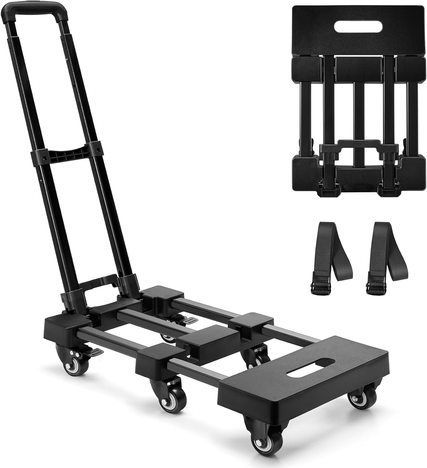 KEDSUM Upgraded Folding Hand Truck, 600lbs Heavy Duty Foldable Dolly Cart, Adjus...