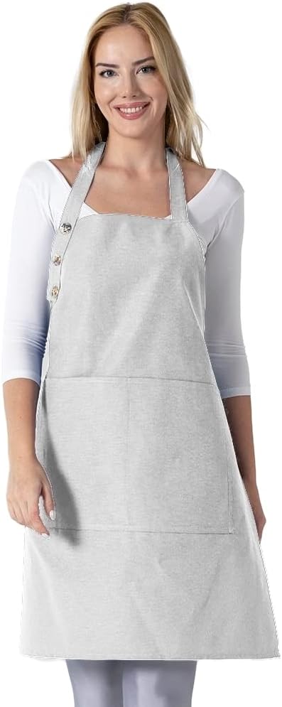Kitchen Apron Waterdrop Resistant Cotton Apron with adjustable Aprons for Women...