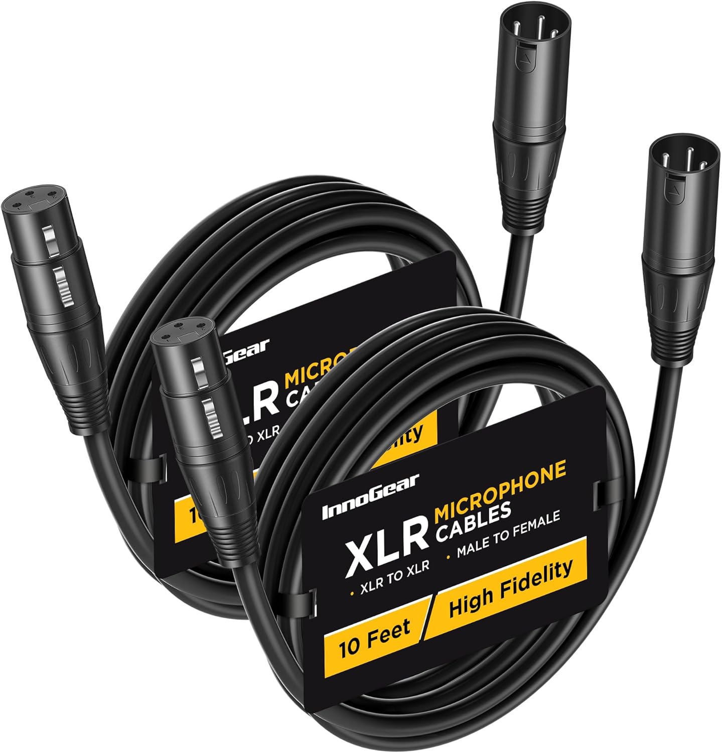 InnoGear XLR Microphone Cables, 10 Feet 2 Pack Oxygen-Free Copper Male to Female...