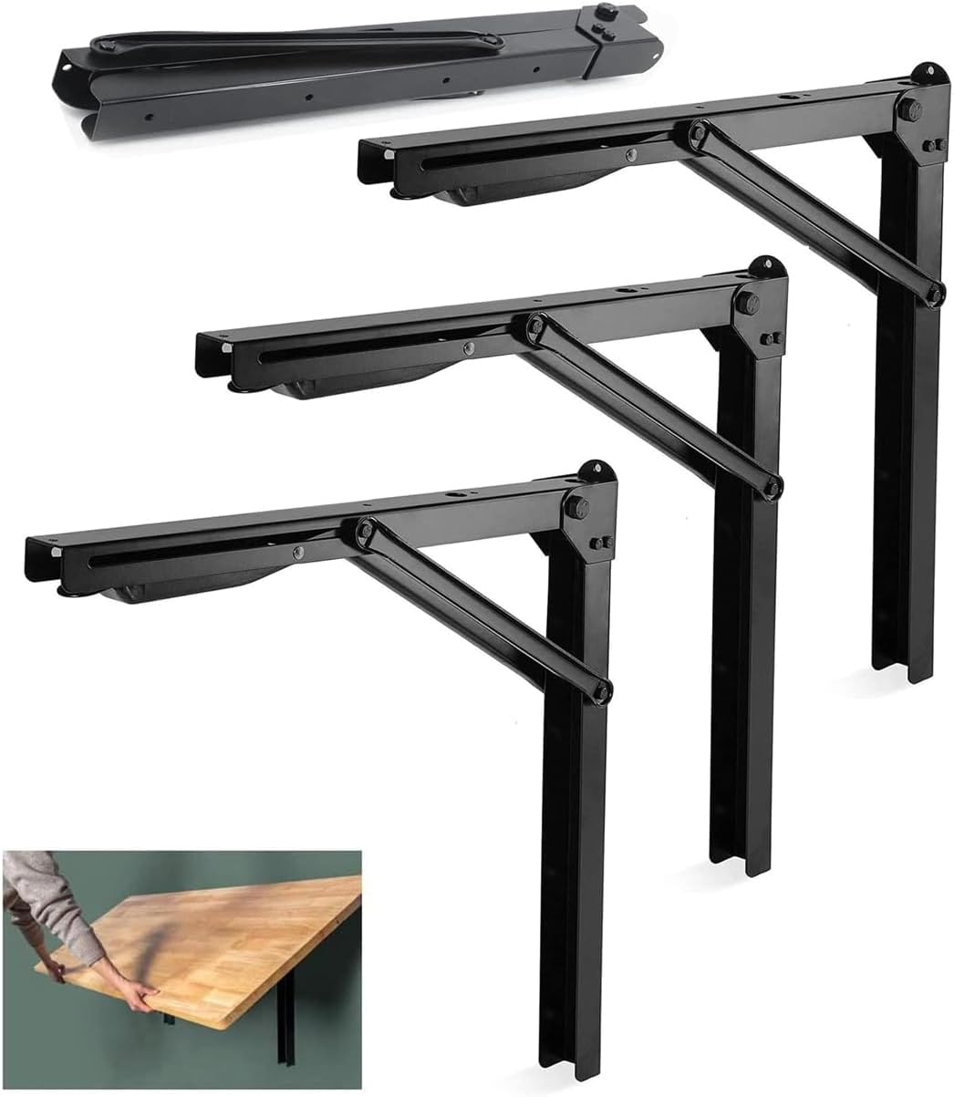 Wallmaster 24inch Folding Shelf Brackets Garage Heavy Duty Steel Max Load 500lb...