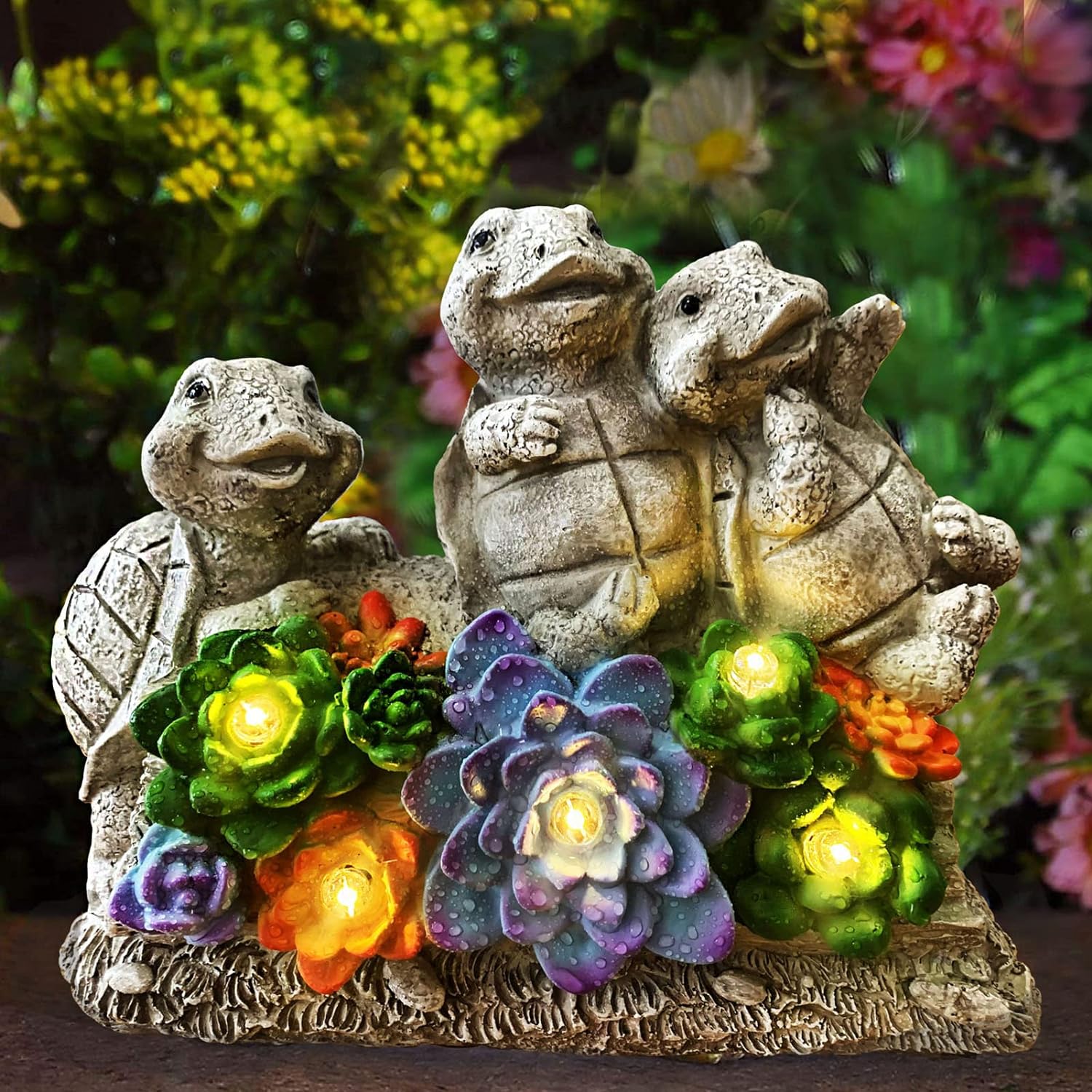 Gifts for Mother's Day Mom Gifts for Women ，Solar Turtle Garden Statues Outdoor...