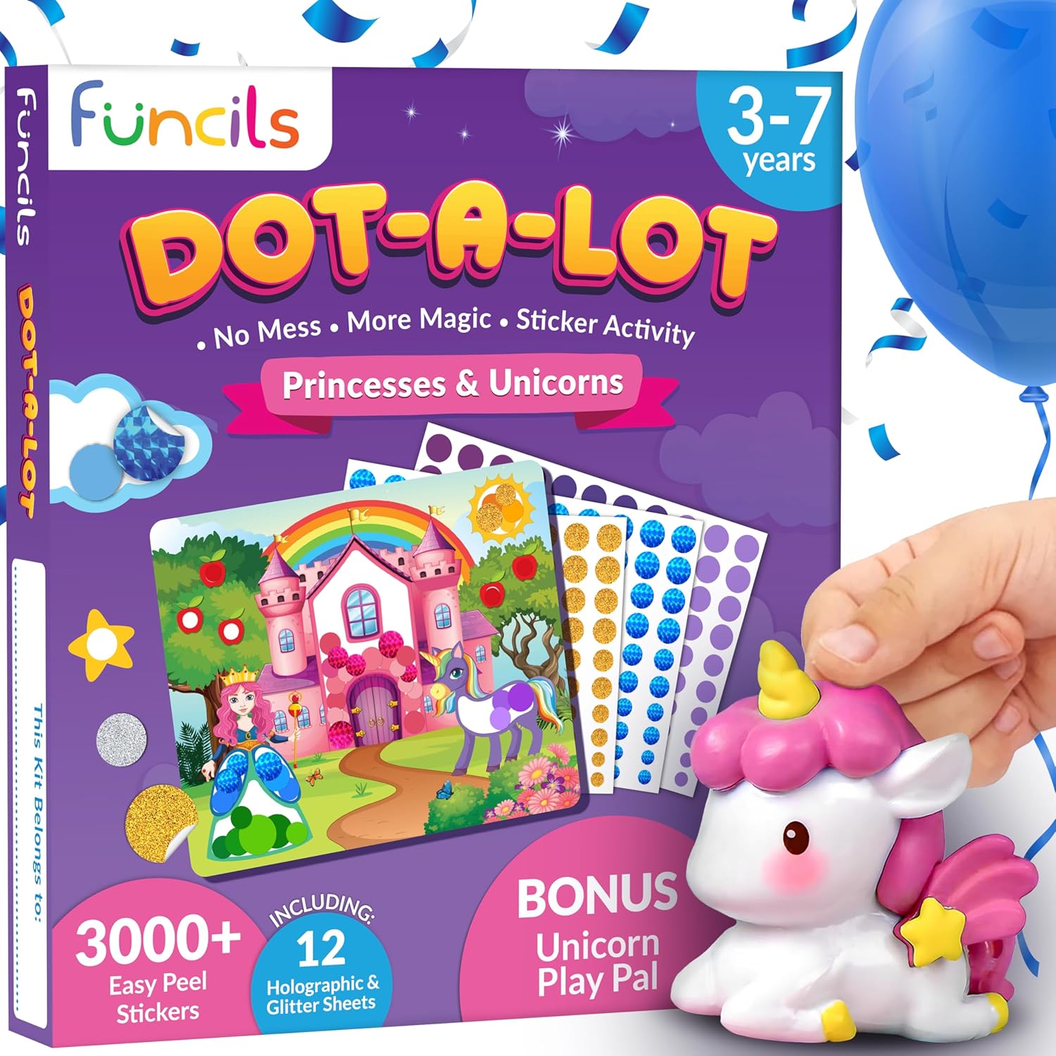 Funcils Dot Art Activity - Unicorn & Princess Sticker Art Kit, Arts and Crafts f...