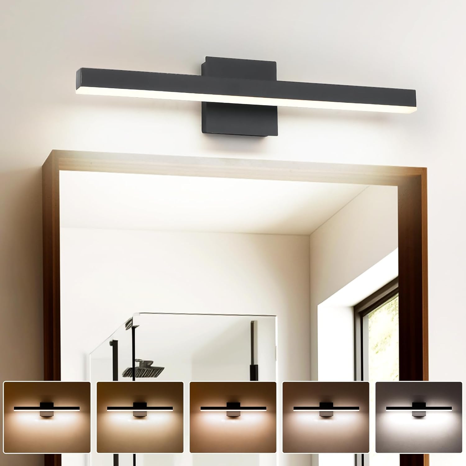 Modern Bathroom Vanity Light Fixtures 24" inch Dimmable 5CCT 18W LED Bathroom Li...