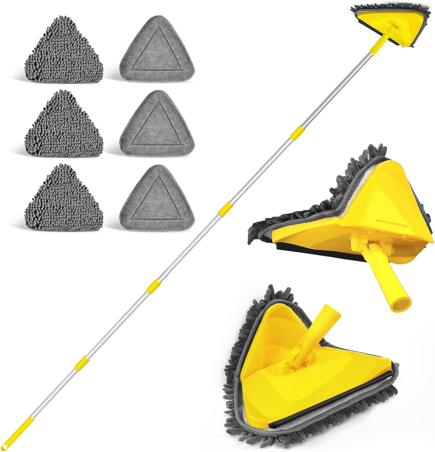 JEHONN Wall Mop with Long Handle 80 Inches, Upgraded 180° Collapsible Baseboard...
