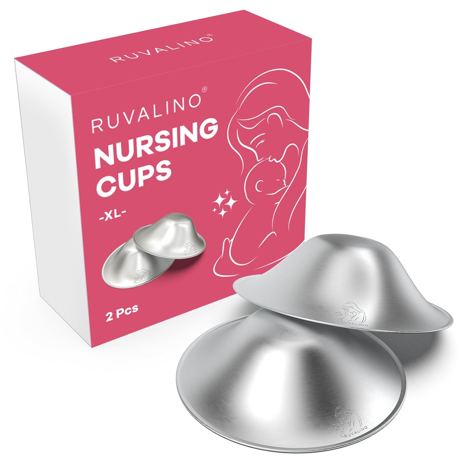 Original Silver Nursing Cups, RUVALINO® Breastfeeding Essentials Nipple Shields...