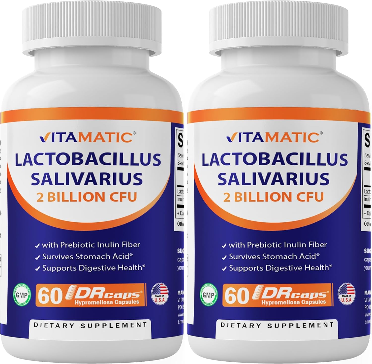 Vitamatic Lactobacillus Salivarius 2 Billion per DR Capsule - 60 Count - Digesti...