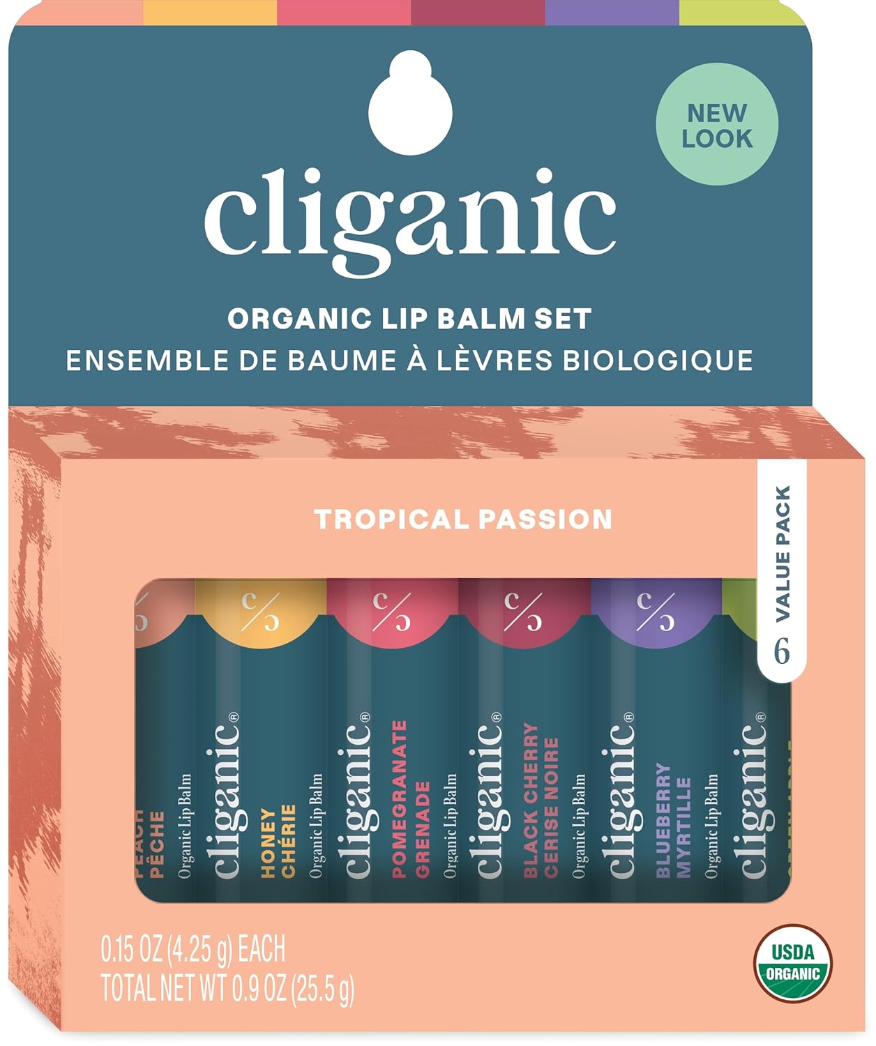 Cliganic Organic Lip Balm Set - 6 Tropical Flavors - 100% Natural Moisturizer fo...