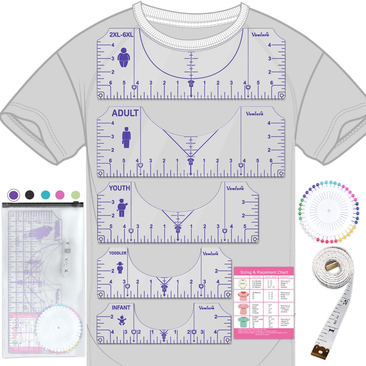 Tshirt Ruler Guide for Vinyl Alignment T Shirt Ruler to Center Designs T-Shirt A...