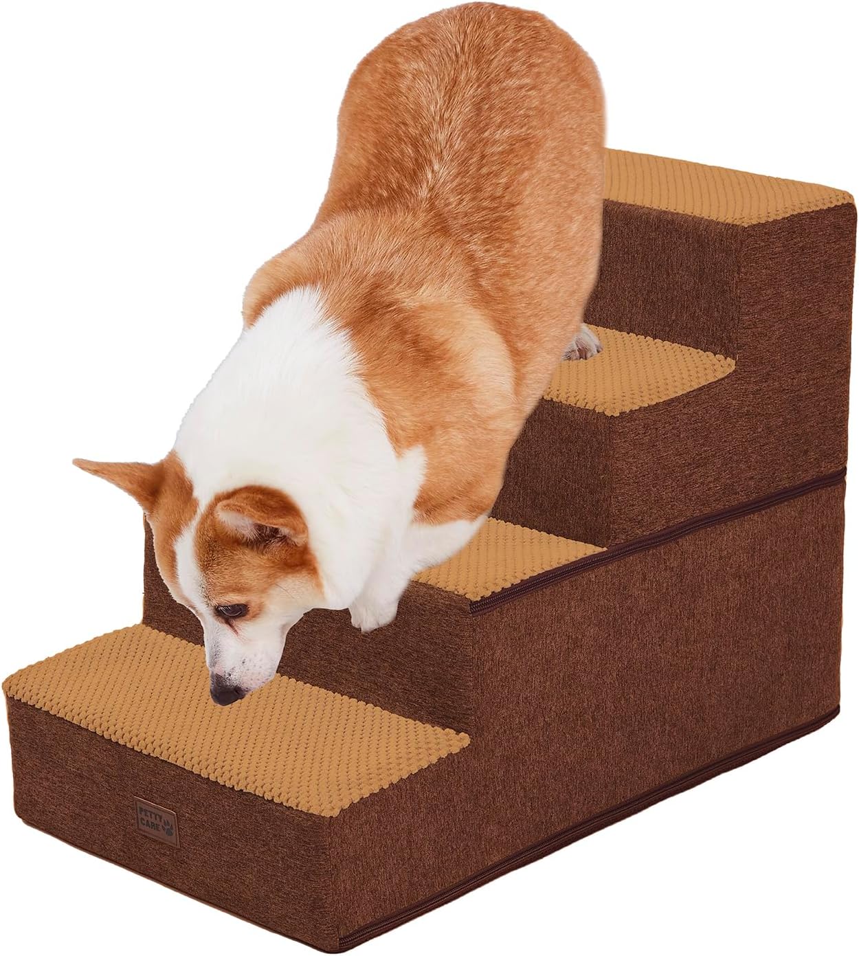 Dog Stairs for Small Dogs - Foam Pet Steps for High Beds and Couch, Non-Slip Fol...