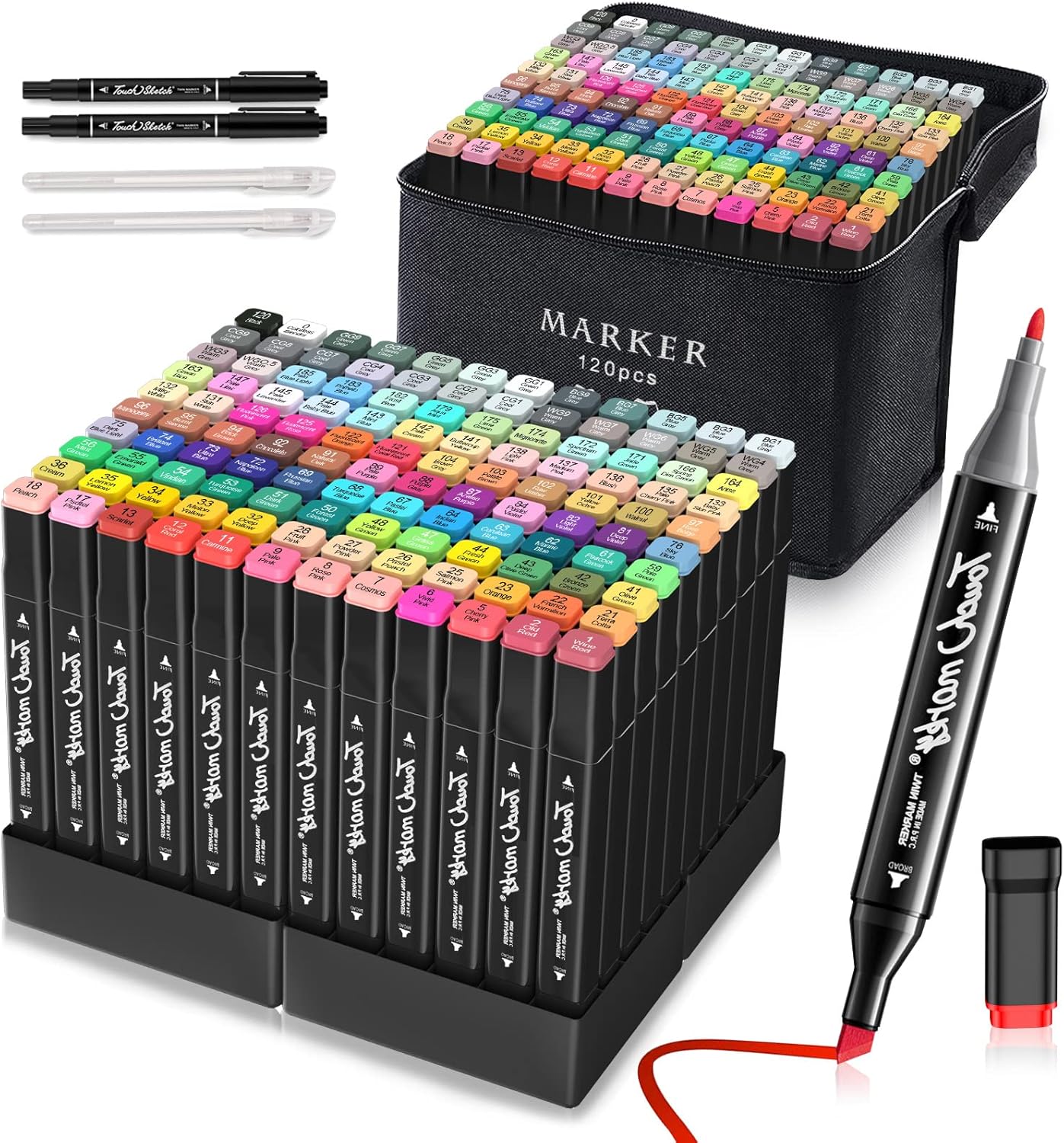 Alcohol Markers,120 Colors Dual Tip Art Markers for Kids & Adult Coloring Sketch...