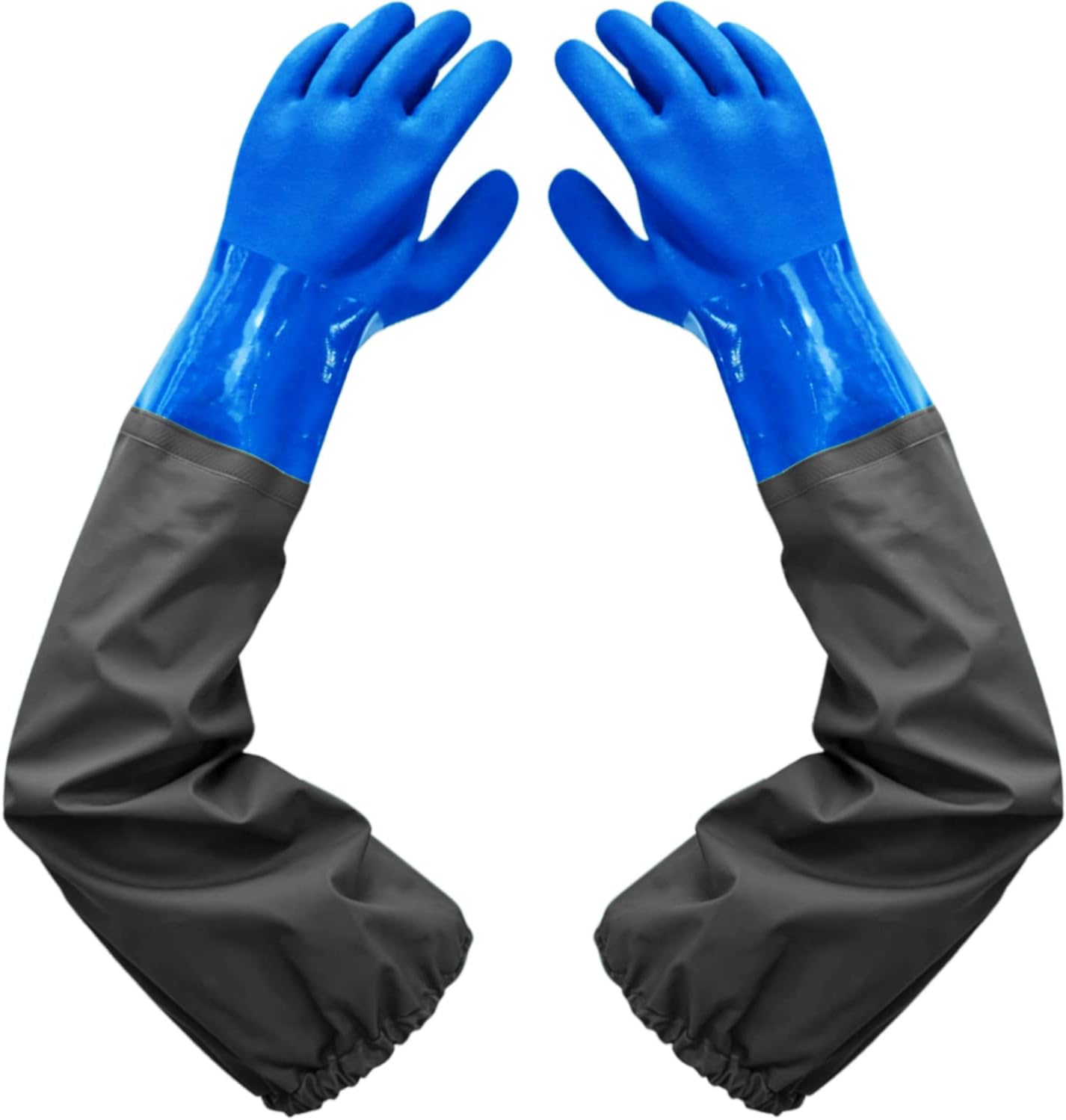 Haiou Long Rubber Gloves Elbow Length Chemical Resistant Gloves with Cotton Lini...