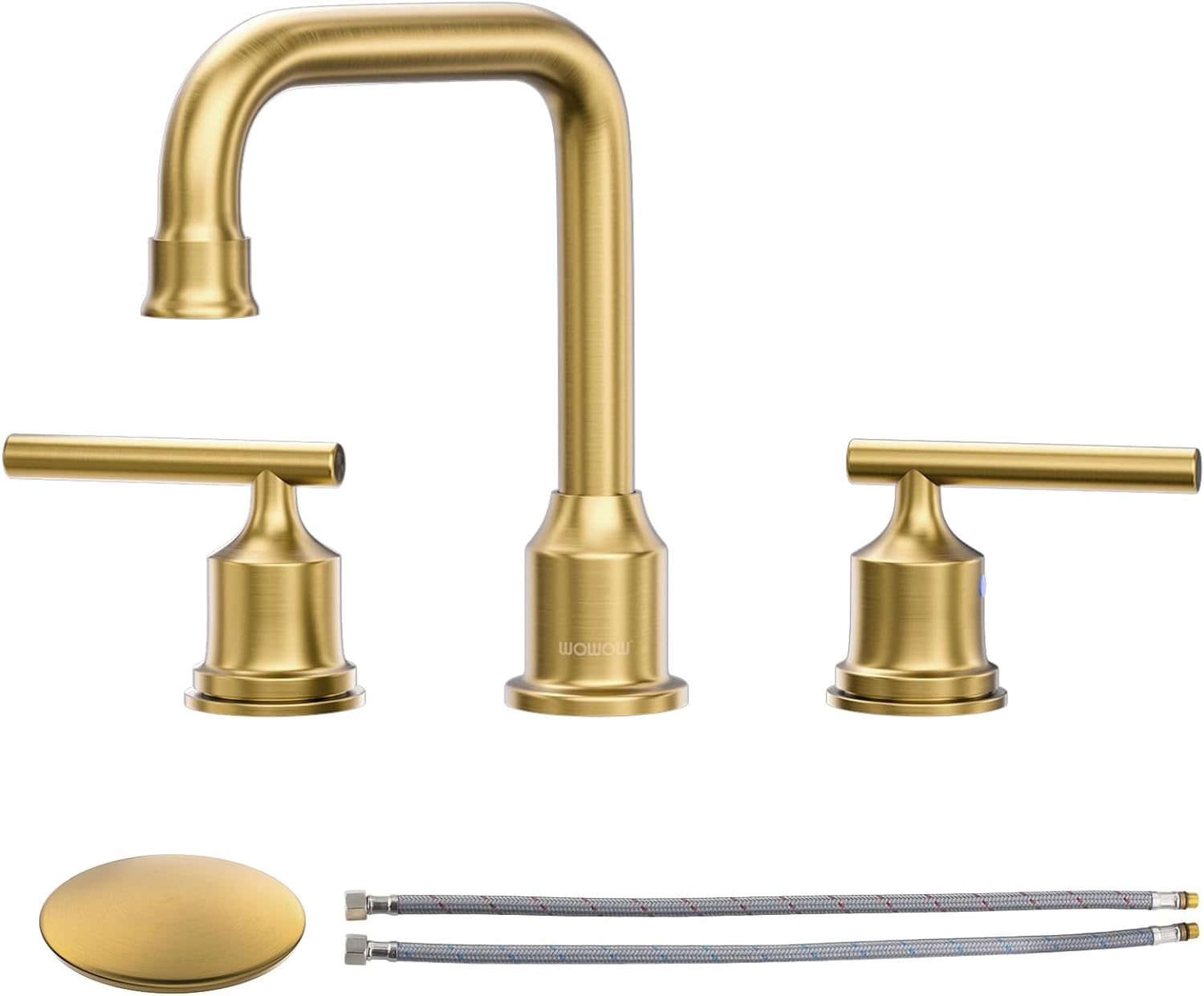WOWOW Brushed Gold Bathroom Faucet Widespread Bathroom Sink Faucet 2 Handle Lava...