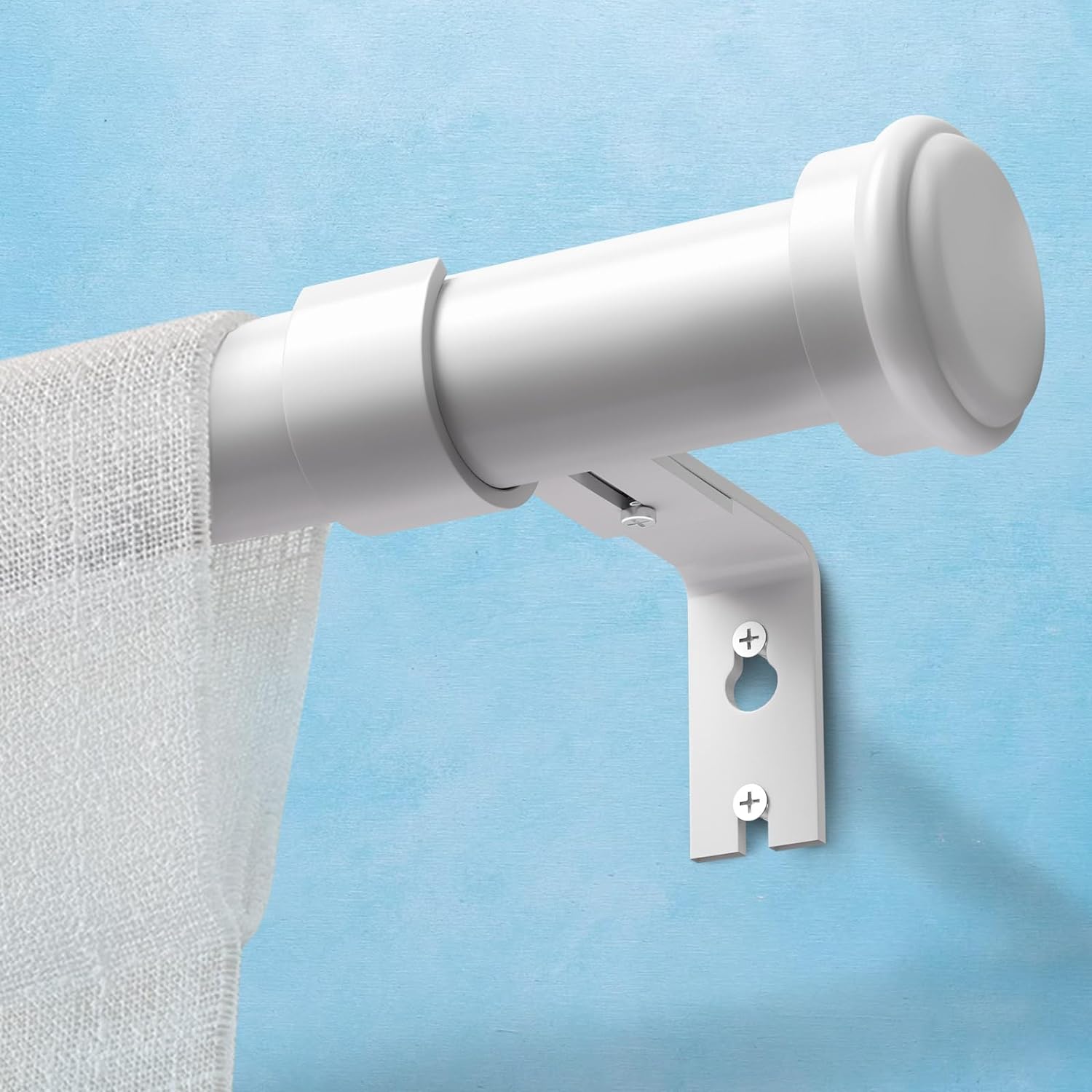 Heavy Duty Curtain Rods for Windows 48 to 84 Inch, 1 Inch White Curtain Rod for...