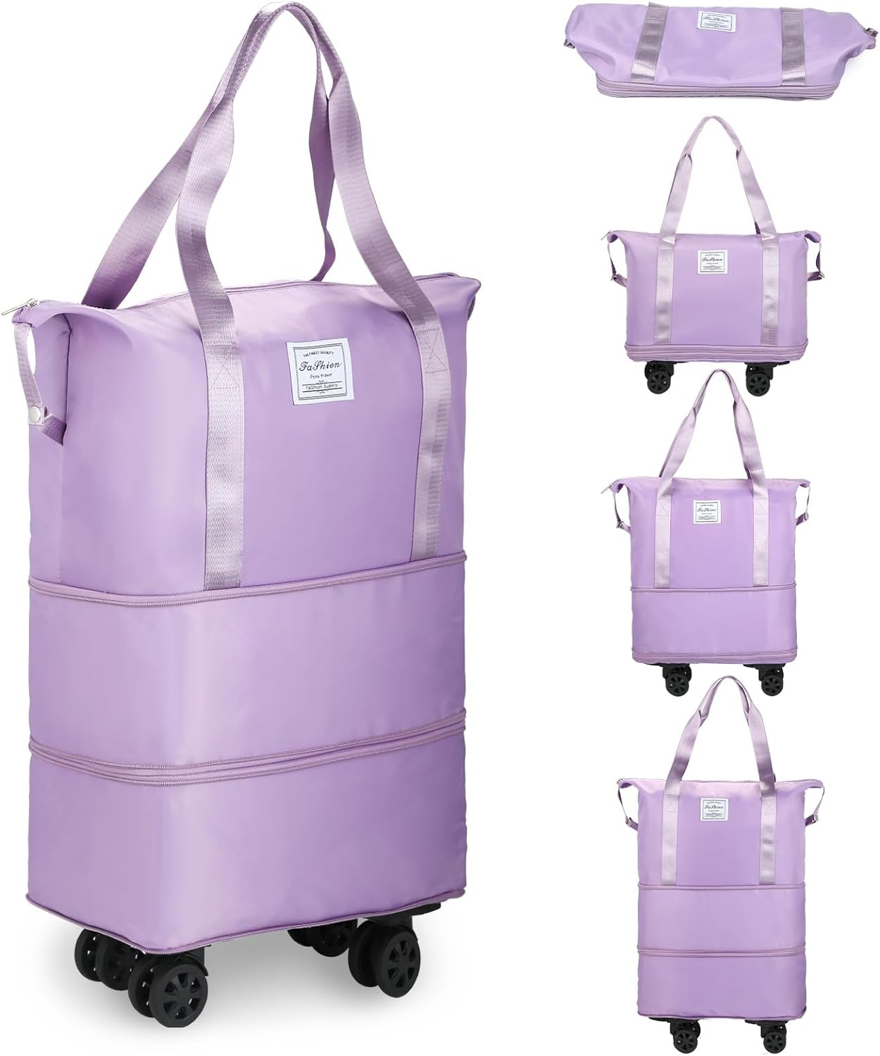 Rolling Duffle Bag, Expandable Foldable Carry On, Large Weekend Bag with Spinner...
